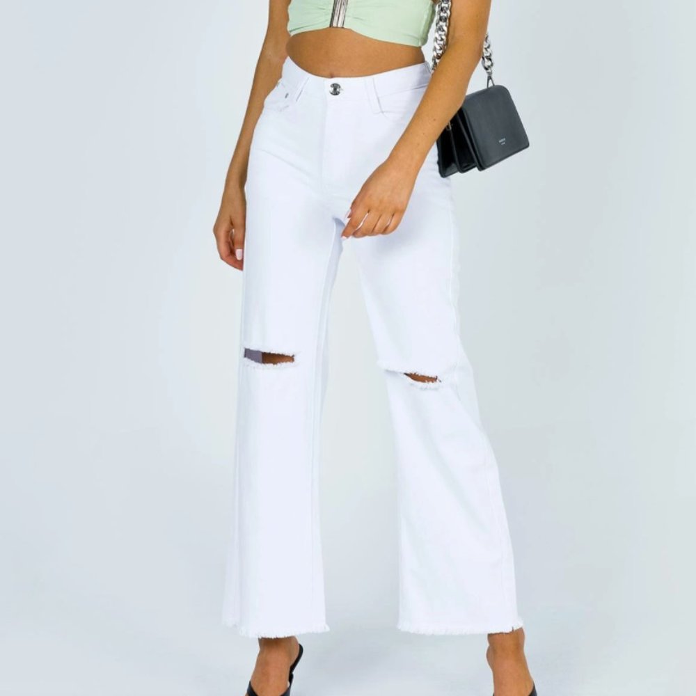 Princess Polly White Wide Leg Jeans